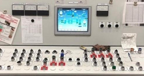 Industrial control panel with touchscreen and switches